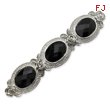 Silver-Tone Oval Jet Stones Barrette