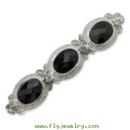 Silver-Tone Oval Jet Stones Barrette