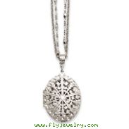 Silver-tone Oval Locket On 16" Double Chain Necklace