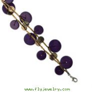 Silver-tone Purple Hamba Wood, Acrylic Bead & Sequin 7" Bracelet