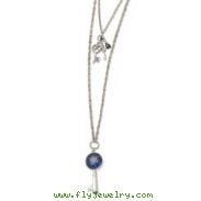 Silver-tone Sodalite & Blue Crystal Key Pendants Necklace