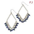 Silver-tone Sodalite & Blue Crystals Diamond Shaped Dangle Earrings