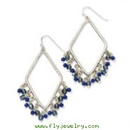 Silver-tone Sodalite & Blue Crystals Diamond Shaped Dangle Earrings