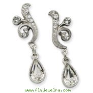 Silver-Tone Swarovski Crystal Teardrop Post Earrings