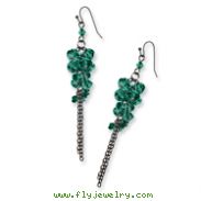 Silver-tone Turquoise Crystal Bead Cluster Drop Earrings