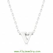 Silvertone Initial V Pendant