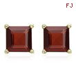 SQUARE DARK RED GARNET PRONG SET STUDS