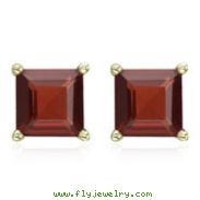 SQUARE DARK RED GARNET PRONG SET STUDS