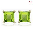 SQUARE GREEN PERIDOT PRONG SET STUDS