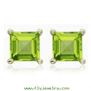 SQUARE GREEN PERIDOT PRONG SET STUDS