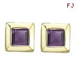 Square Purple Amethyst Prong Set Studs