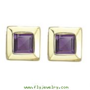 Square Purple Amethyst Prong Set Studs