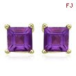 Square Purple Amethyst Prong Set Studs