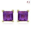 Square Purple Amethyst Prong Set Studs