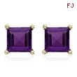 Square Purple Amethyst Prong Set Studs