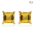 SQUARE YELLOW CITRINE PRONG SET STUDS