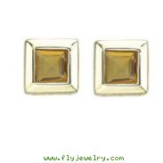 SQUARE YELLOW CITRINE STUDS