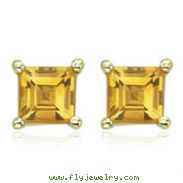 SQUARE YELLOW CITRINE STUDS