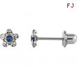 Stainless Steel 03.00X03.00 MM Polished FLOWER CRYSTAL PIERCING EARRIN