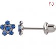 Stainless Steel 03.00X03.00 MM Polished FLOWER CRYSTAL PIERCING EARRIN