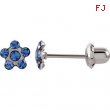 Stainless Steel 03.00X03.00 MM Polished FLOWER CRYSTAL PIERCING EARRIN