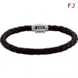 Stainless Steel 08.50 Inch Dark Brown Dark Brown Leather Bracelet
