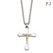 Stainless Steel 14k Gold Crucifix Pendant 22in Necklace chain