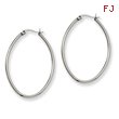 Stainless Steel 2x30mm Diameter Oval Hoop Earrings