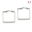 Stainless Steel 3x30mm Square Hoop Earrings