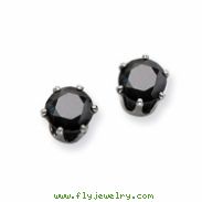 Stainless Steel 6mm Black CZ Stud Earrings