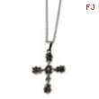 Stainless Steel Antiqued Cross Pendant 22in Necklace chain