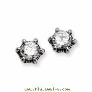 Stainless Steel Antiqued CZ Post Earrings