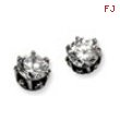 Stainless Steel Antiqued Round CZ Post Earrings