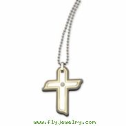 Stainless Steel Black & Gold-plated Cross 22in Necklace chain