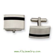 Stainless Steel Black Accent Cuff Links