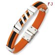 Stainless Steel Black and Orange Rubber Bracelet