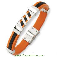 Stainless Steel Black and Orange Rubber Bracelet