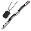 Stainless Steel Black Carbon Fiber Necklace And Bracelet Set