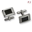 Stainless Steel Black Carbon Fiber Rectangle Cuff Links