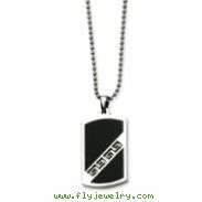 Stainless Steel Black Enamel Dog Tag Pendant 20in Necklace chain