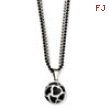Stainless Steel Black Enamel Hearts 24in Necklace chain