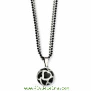 Stainless Steel Black Enamel Hearts 24in Necklace chain