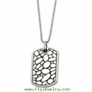 Stainless Steel Black Enamel Pebble Dog Tag Pendant  24 in. Necklace chain