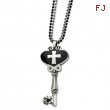 Stainless Steel Black Enamel Polished Key w/ CZs 28in Double Chain Necklace chain