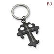 Stainless Steel Black-plated Cross Key Chain