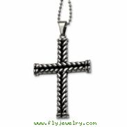 Stainless Steel Black Plated Cross Pendant  22in Necklace chain