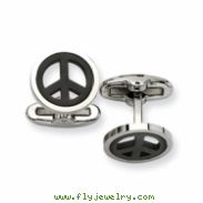 Stainless Steel Black plated Peace Symbol Cuff Links