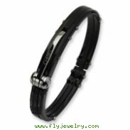 Stainless Steel Black PVC and Plating Hinged Bangle