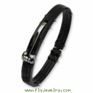 Stainless Steel Black PVC and Plating Hinged Bangle