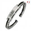 Stainless Steel Black PVC Greek Key Hinged Bangle